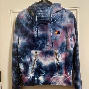 Authentic Aviator Nation purple & blue tie dye pullover